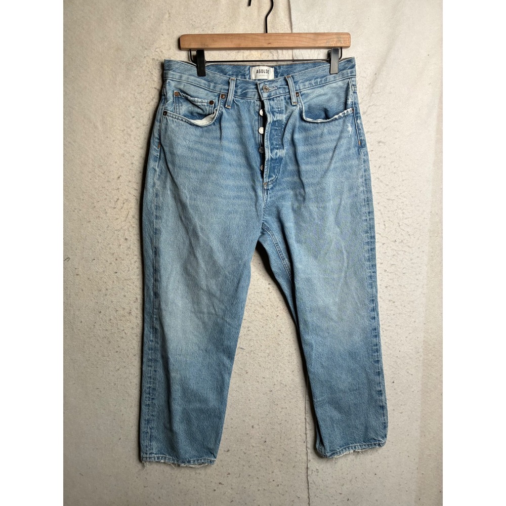 AGOLDE 90s Crop High Rise Straight Leg Jeans Light Wash Blue A173E-1371 Size 28